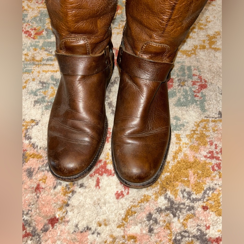 Frye Back Zip Leather Harness Boot - Picture 2 of 10